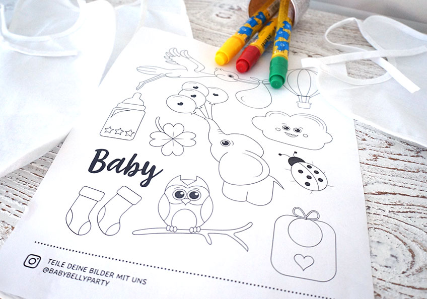 Süß illustrierte PDFs für eure Babyparty zum kostenlosen Download bei Baby Belly Party