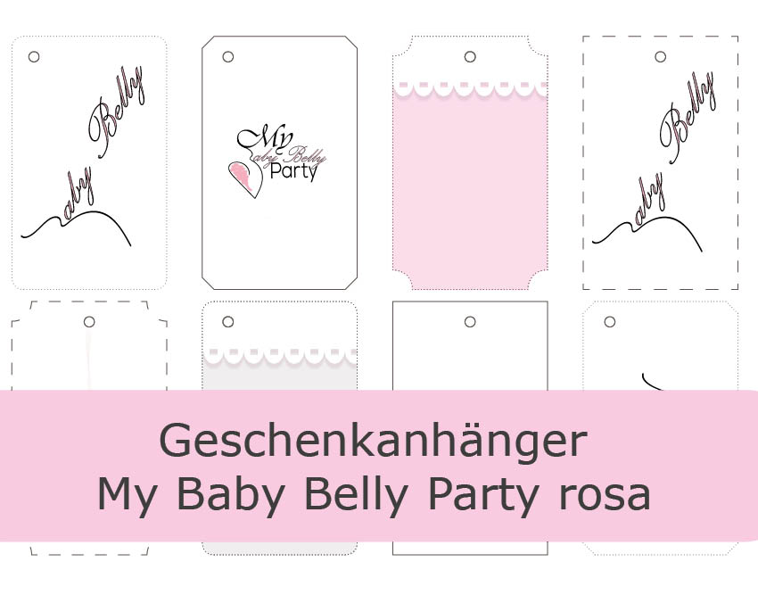 Druck dir hier gratis die süßen Geschenkanhänger für die Babyparty in Rosa aus.