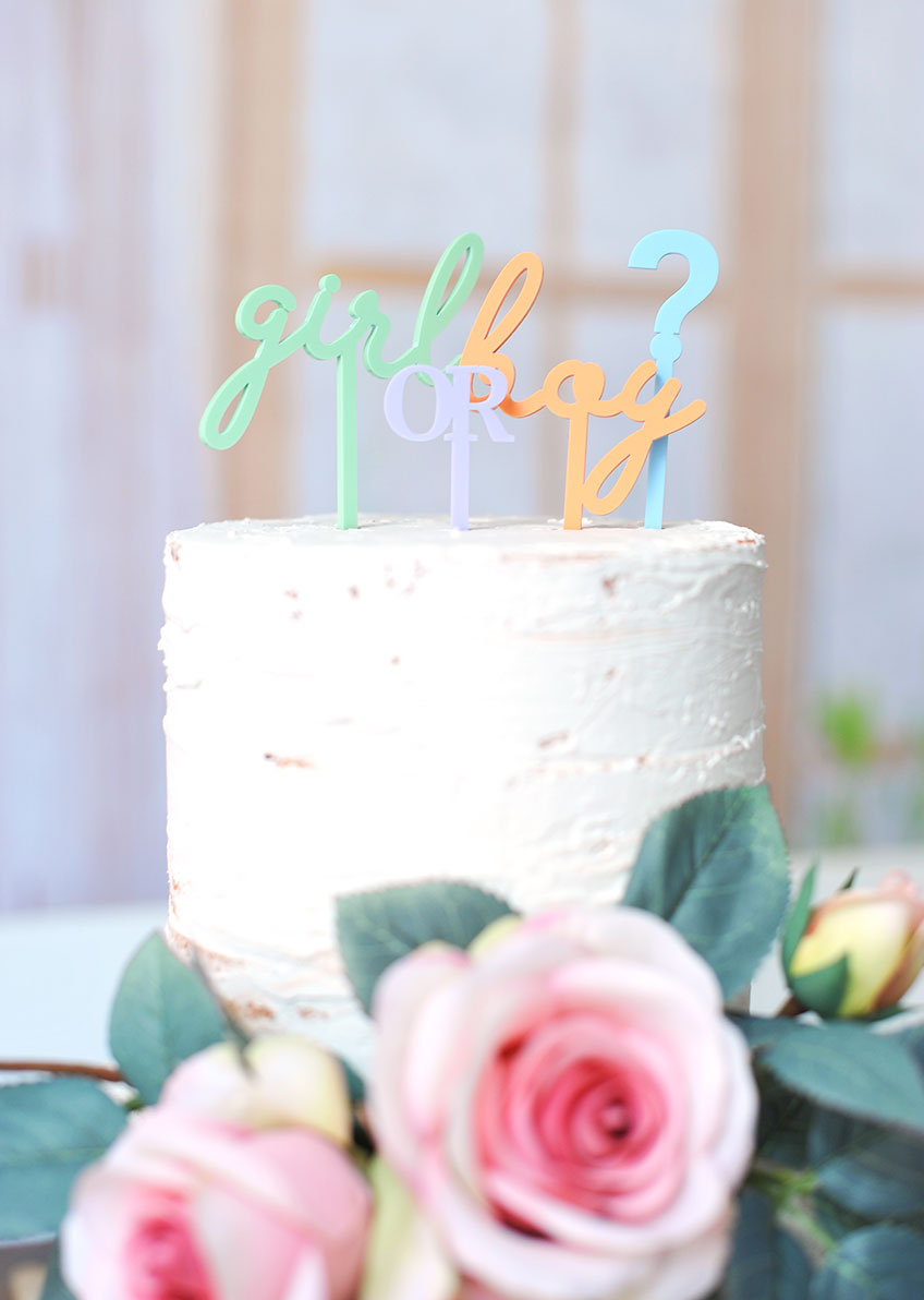 Girl or Boy? Cake Topper in zarten Pastell-Farben