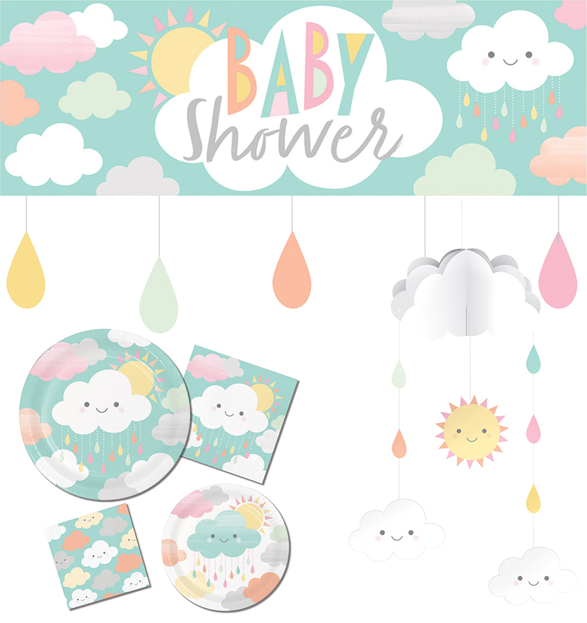 Babyparty- und Kinderzimmer-Deko mit Wolken und Sonne