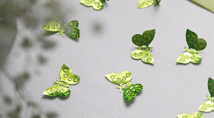 Lasse kleine grüne Schmetterlinge auf deine Taufe fliegen!