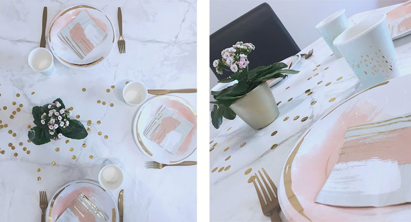 Bring Glanz in deine Taufdeko: Mit Metallic Konfetti und goldenen Details auf Servietten © inlovewithlia