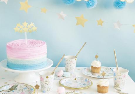 Unsere Geburtstags-Deko für Jungen und Mädchen: Ein Sternenmeer in Rosa, Blau, Gold und Silber