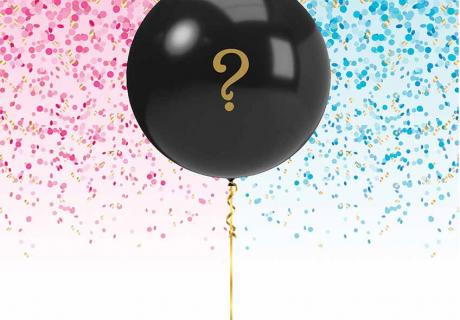 Wird es rosa oder blaues Konfetti regnen? Lasst den Ballon platzen und findet es heraus!