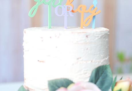 Girl or Boy? Cake Topper in zarten Pastell-Farben