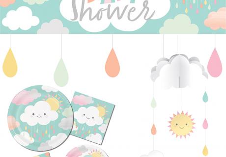 Babyparty- und Kinderzimmer-Deko mit Wolken und Sonne